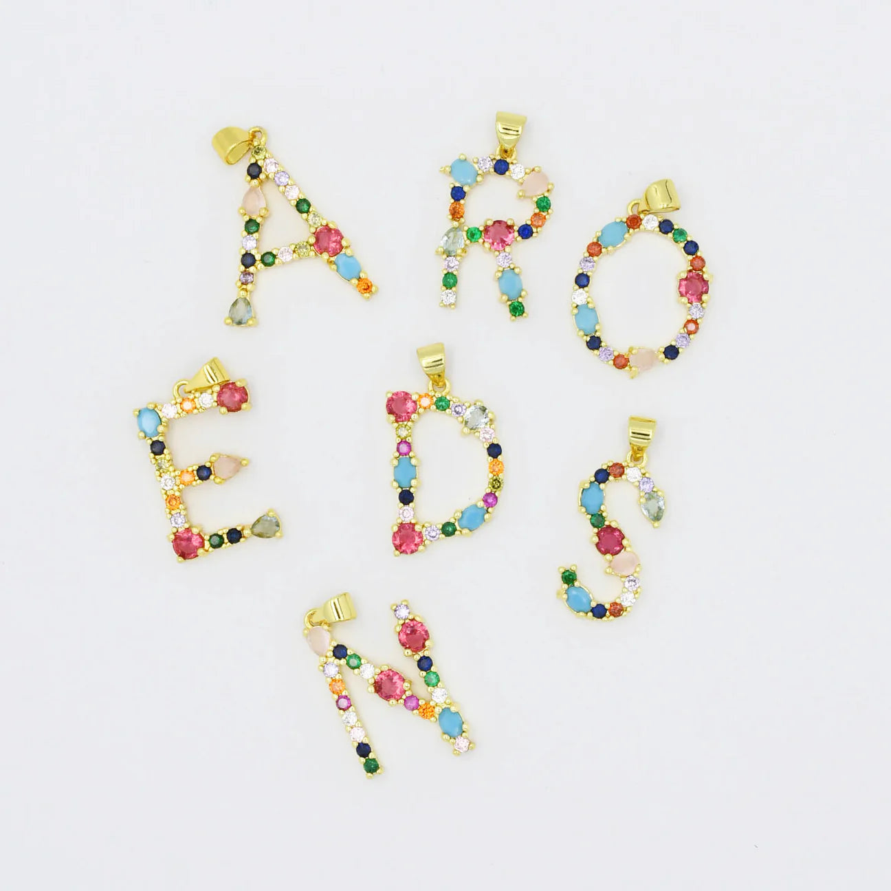 Treasure Jewels: Multi Gem Initial Charm – Everyday Chic Boutique