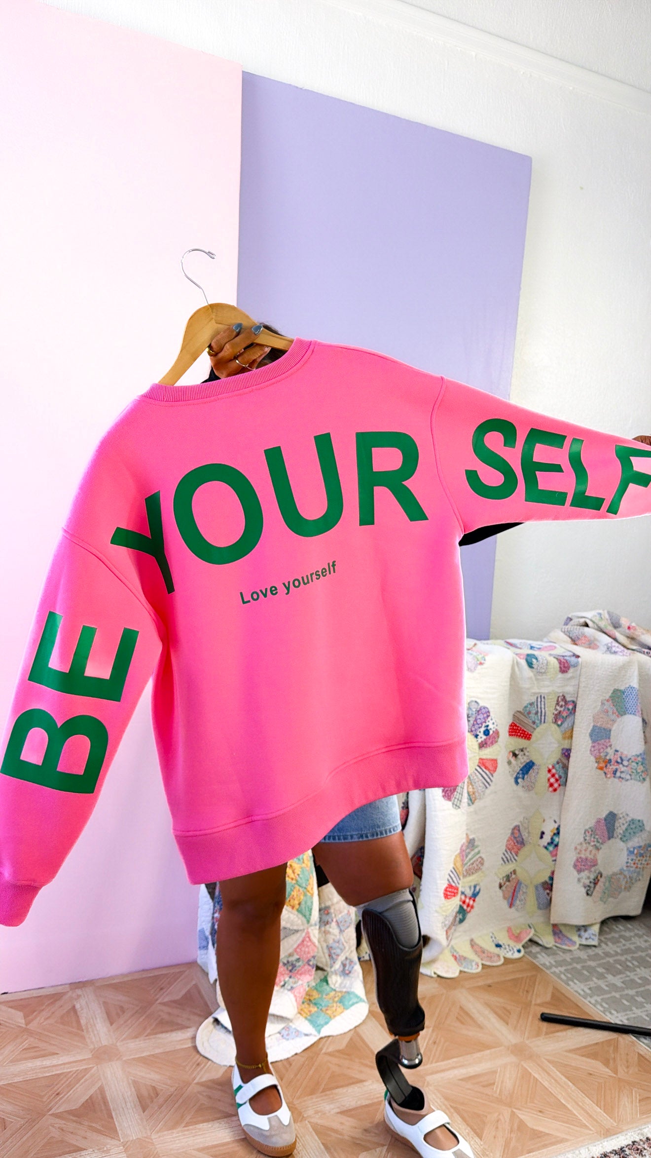 love yourself NEWYORK グクトレカ Love Yourself Oversized Crewneck, Pink/Green – Everyday Chic Boutique