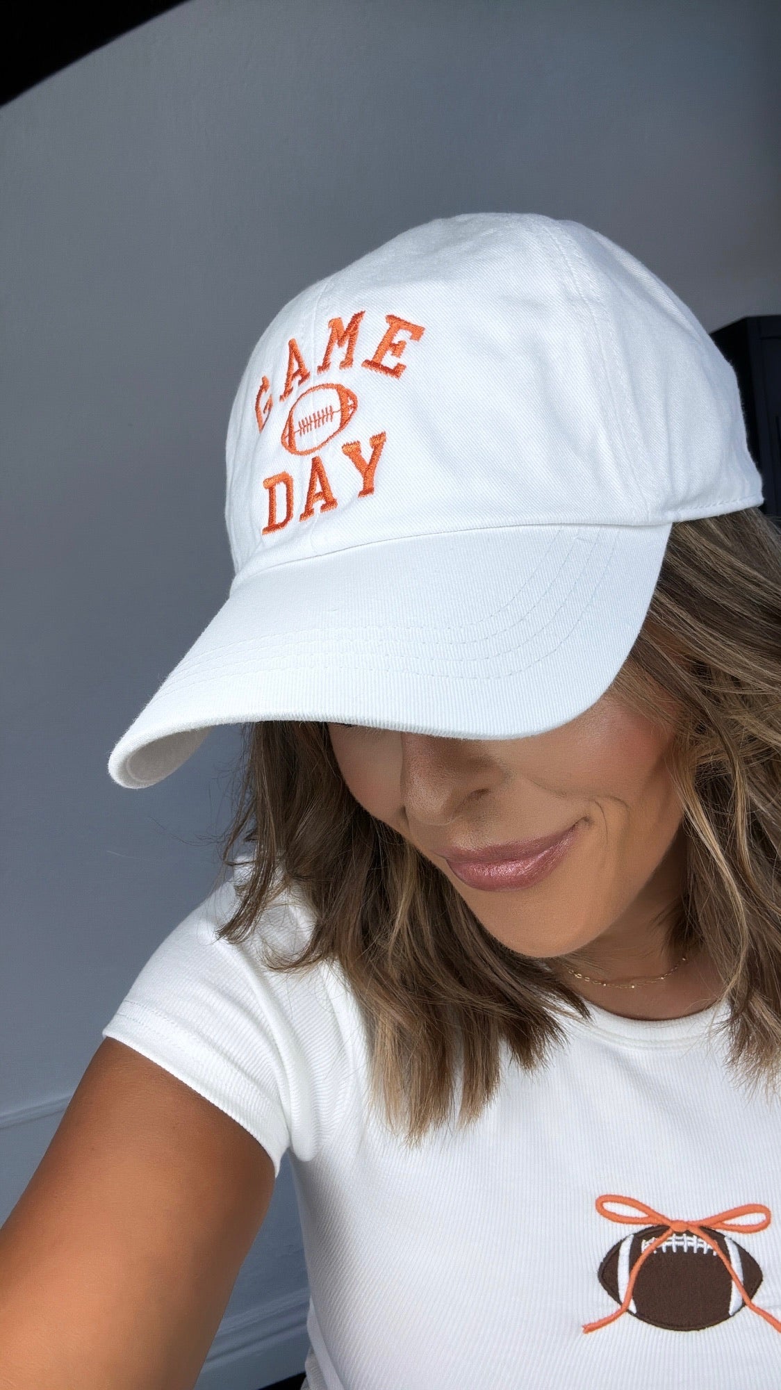 Game Day Ball Cap, White/Orange – Everyday Chic Boutique