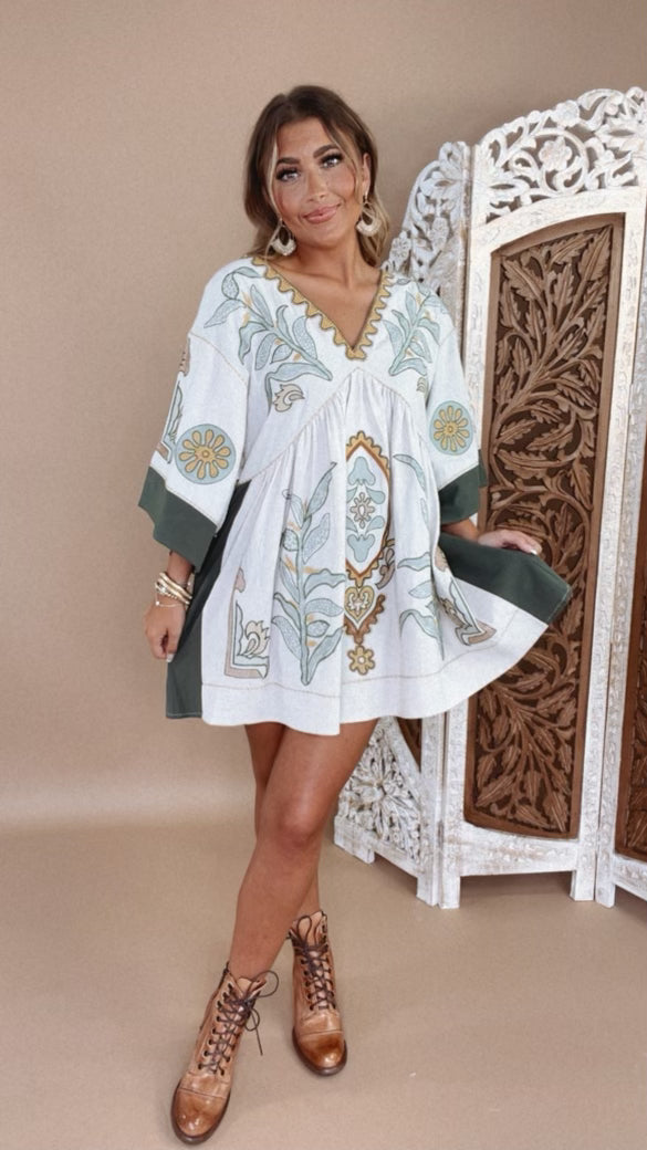 Boho dress embroidered hot sale