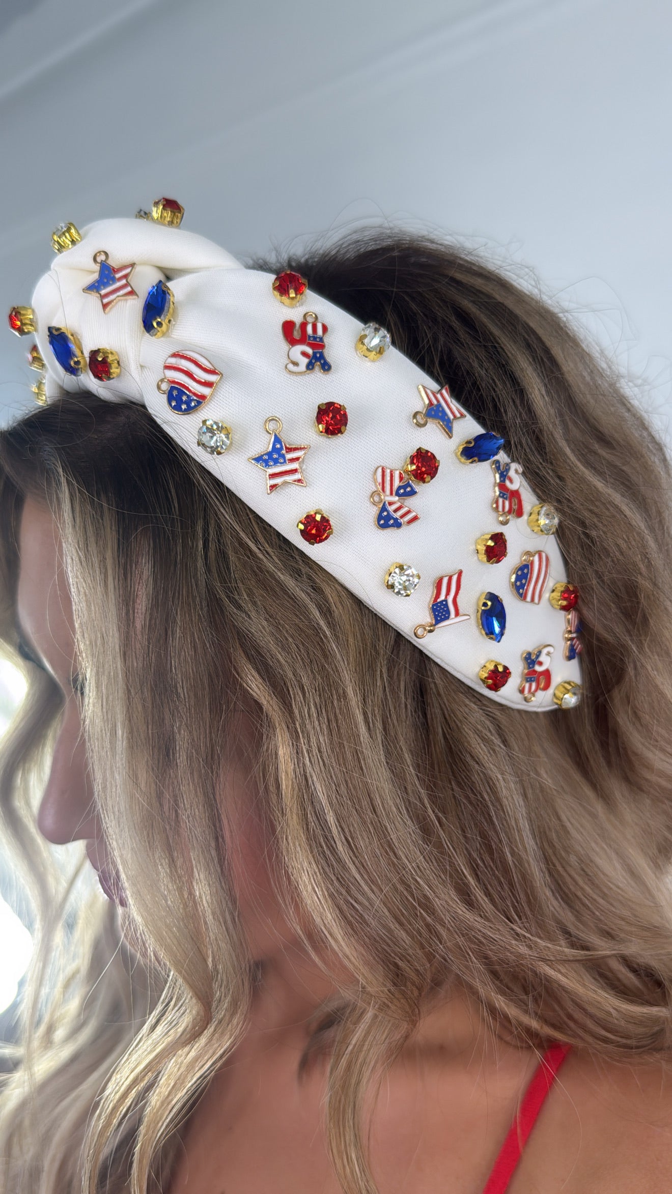 Fourth Of July Beaded Headband, White – Everyday Chic Boutique