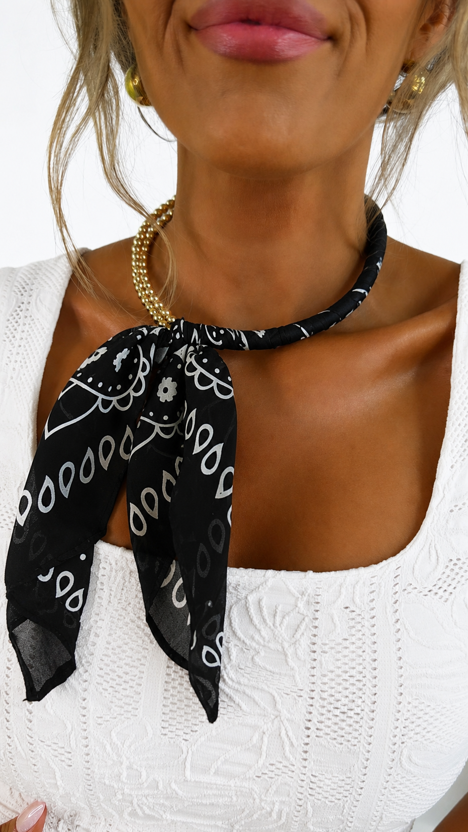 Half Bandana Necklace, Black/Gold – Everyday Chic Boutique