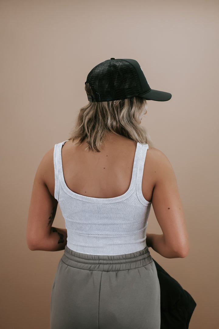 Less Is More Crop Tank, grey