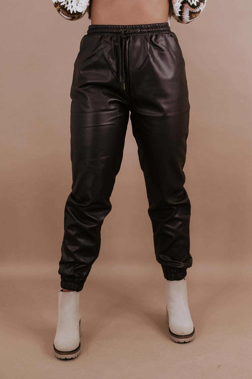 Leather Joggers, Brown – Everyday Chic Boutique