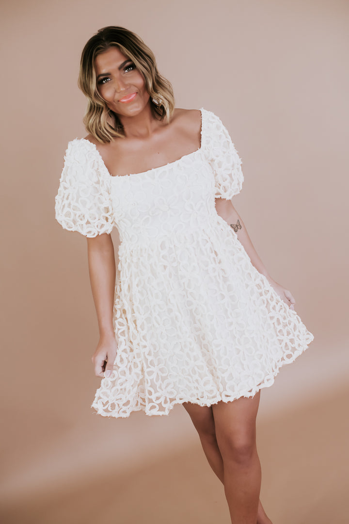 Short Sleeve Mini White Dress