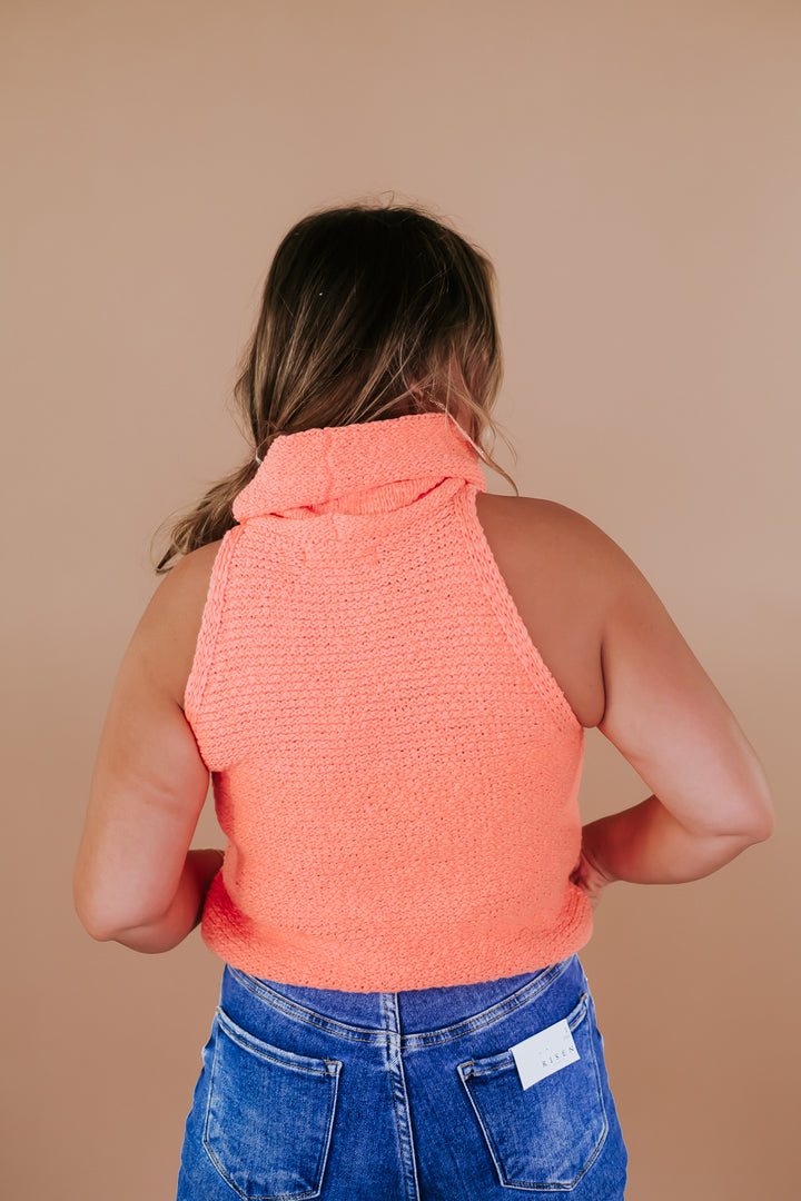BY TOGETHER:Cowl Neck Sweater Tank, Orange By