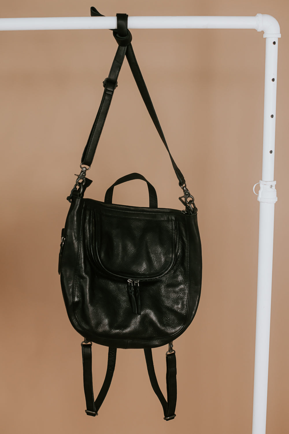 black leather convertible backpack purse Southwest Convertible Backpack/Tote, Black