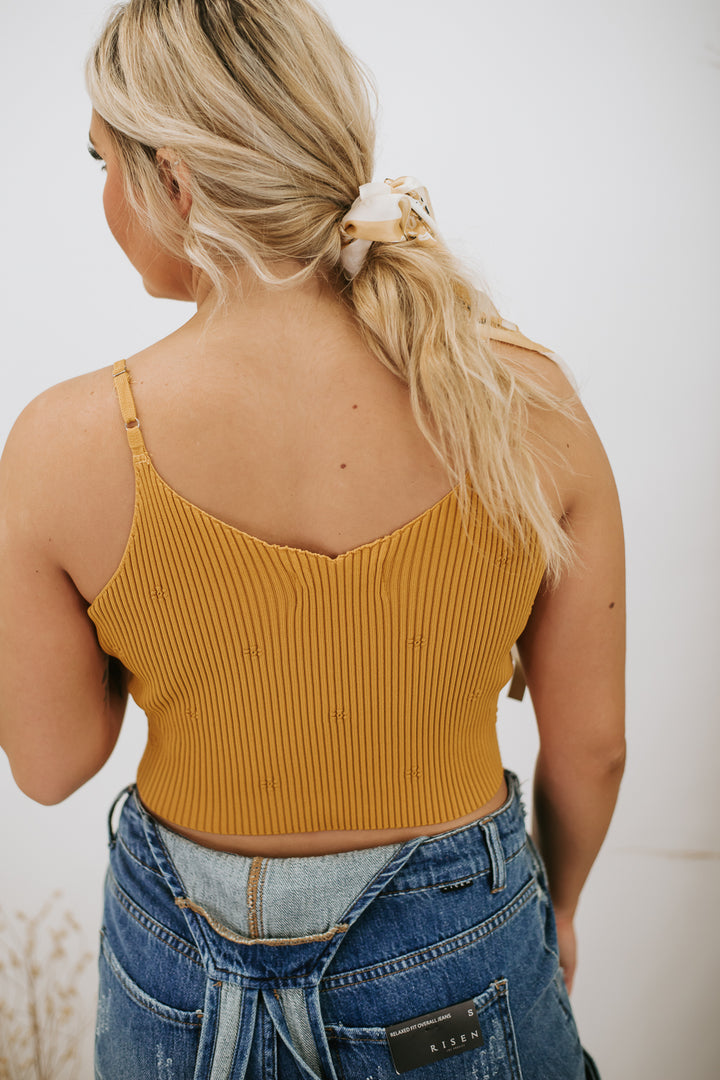 Stop & Smell The Flowers Sweater Tank, Mustard