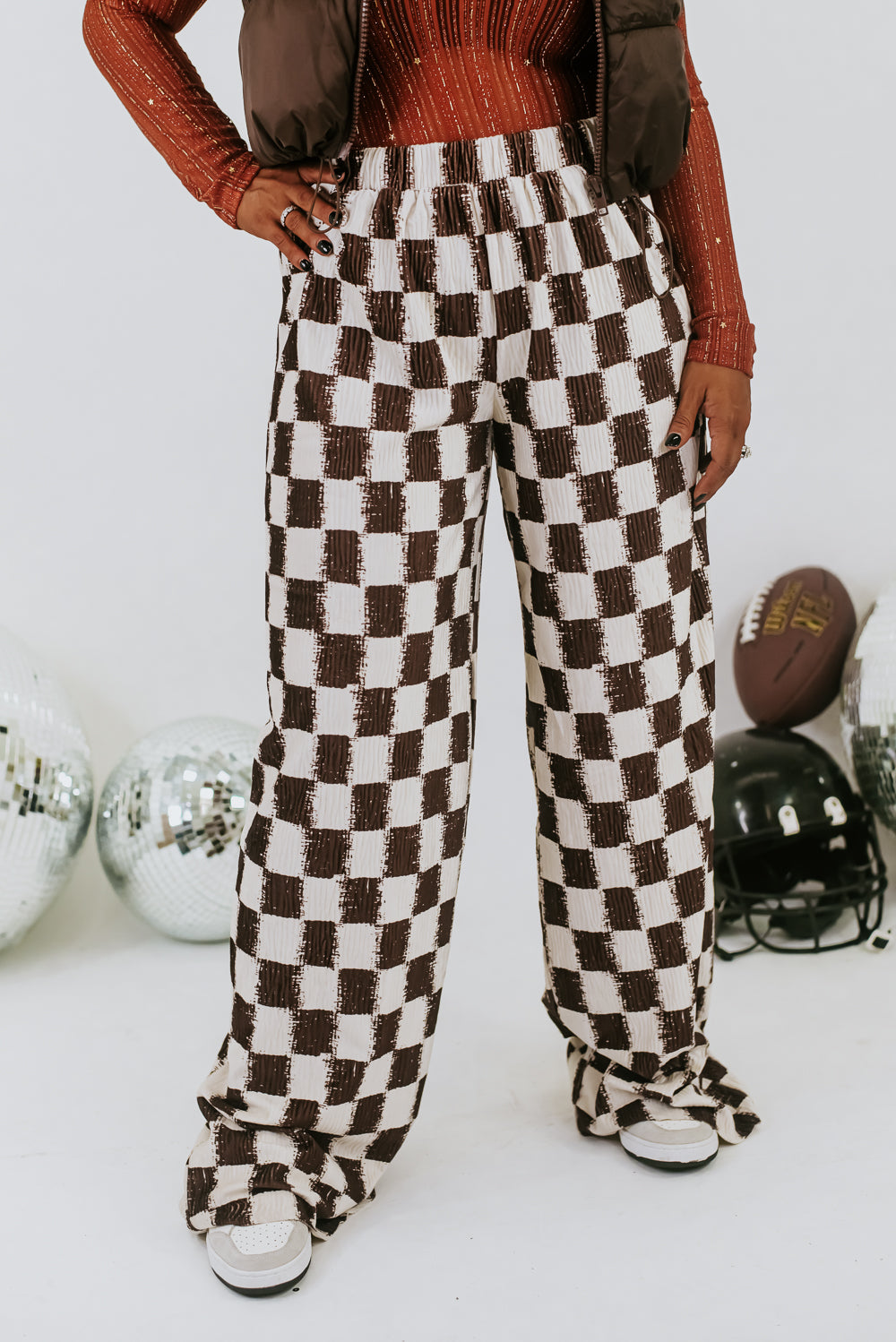 All Things Checkered Velvet Pant , Brown – Everyday Chic Boutique