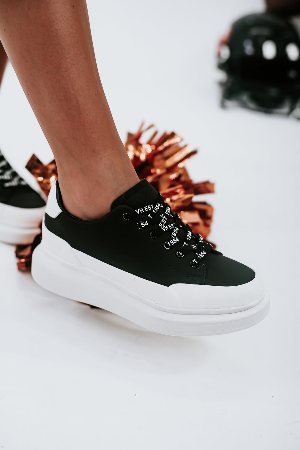 VH Angela Platform Sneaker, Black/White 7.5 / Black/White