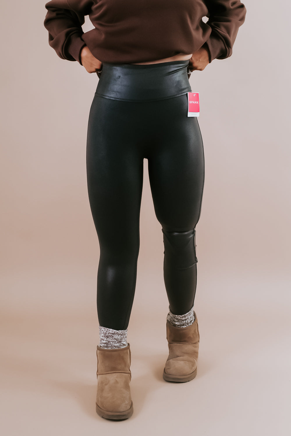 Changing Seasons Faux Leather High Waist Legging In Black Curves