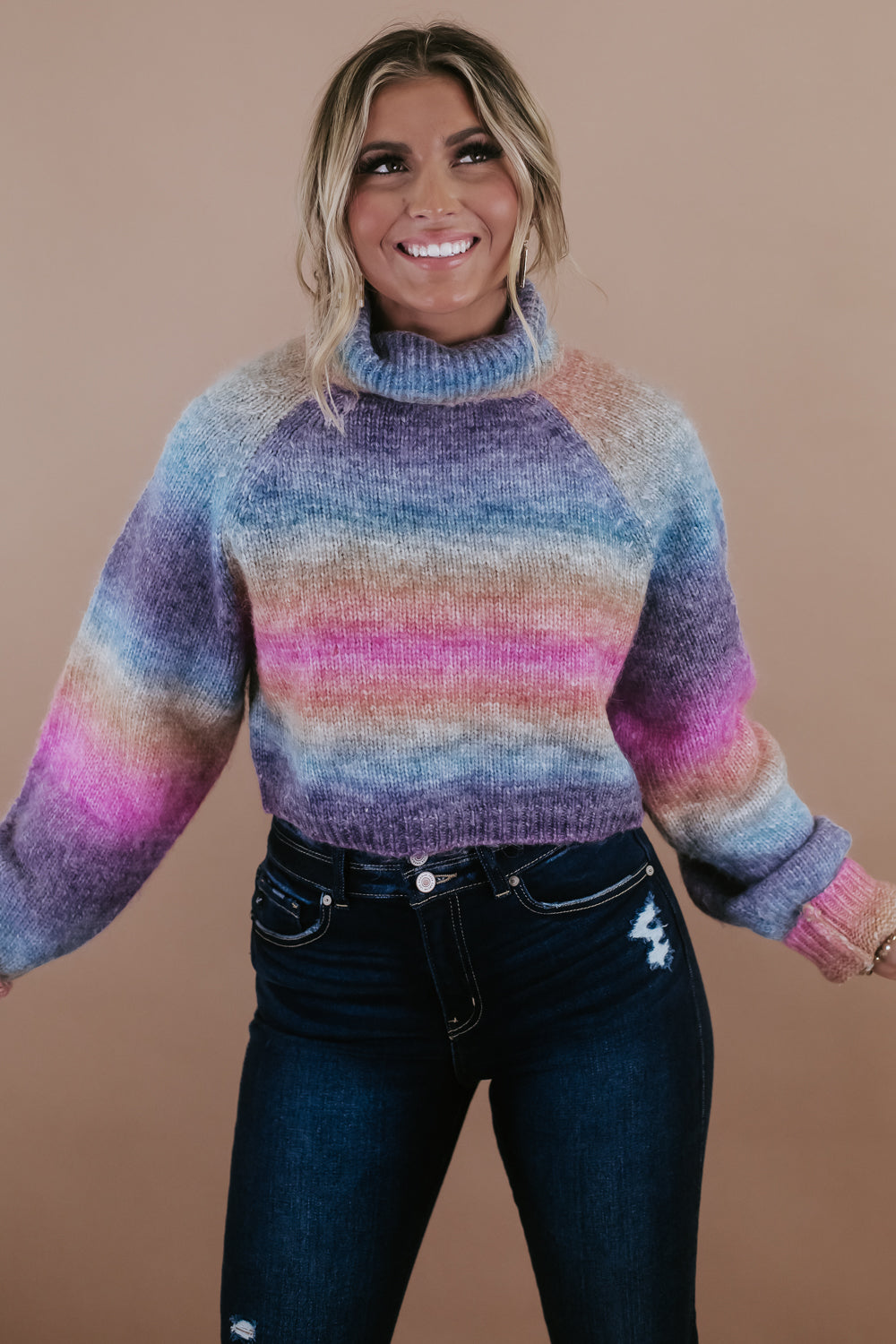 Colorful turtle neck sweater- Ms2012