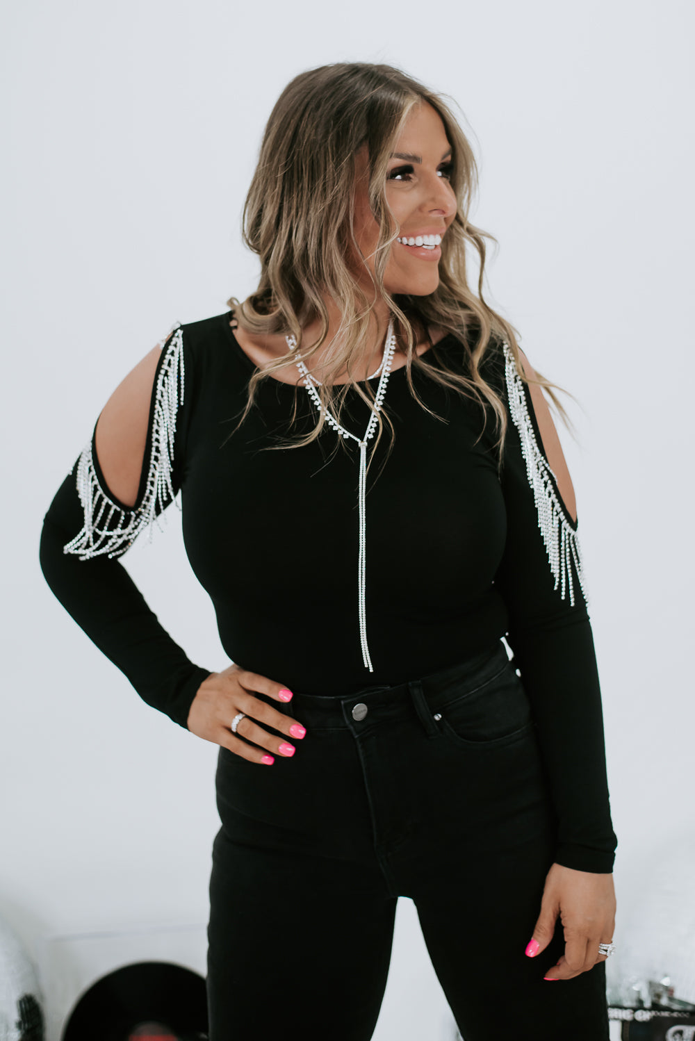 Main Event Rhinestone Sleeve Bodysuit, Black – Everyday Chic Boutique