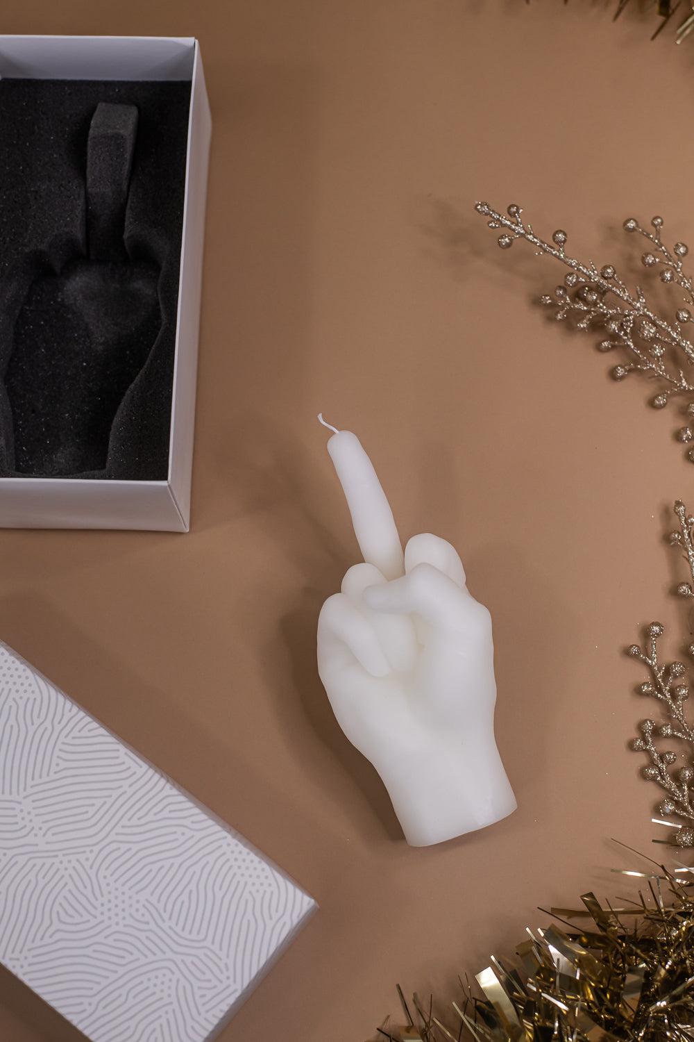 Middle Finger Candle - White