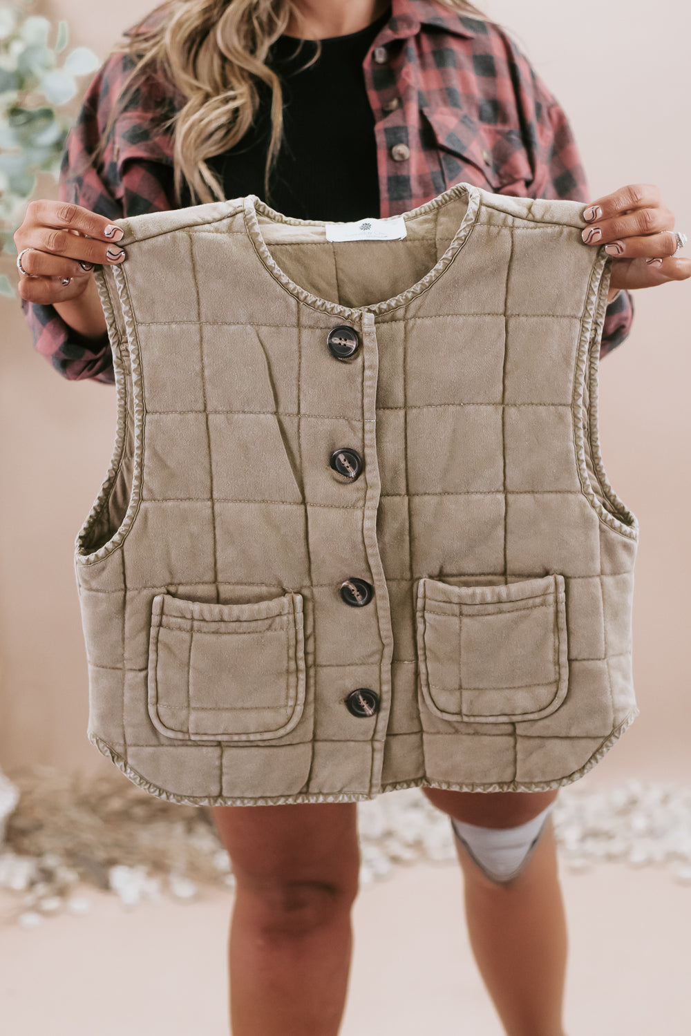 On a Quest Quilted Vest, Brown