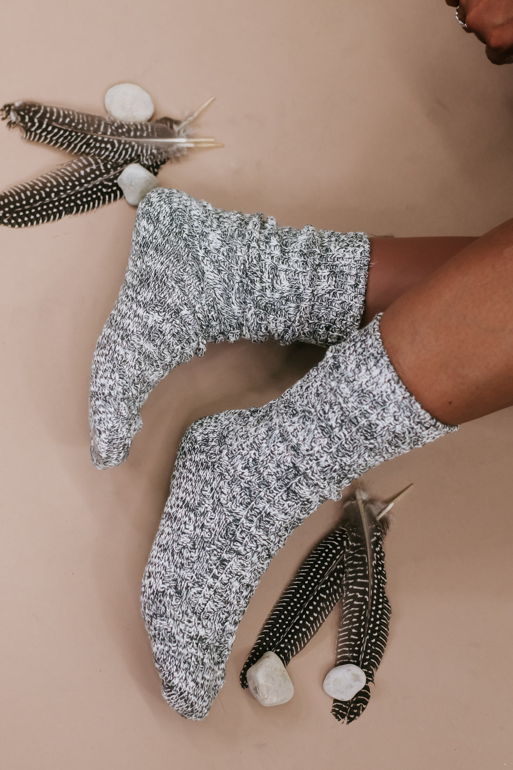 Cotton Blend Crew Socks, Grey