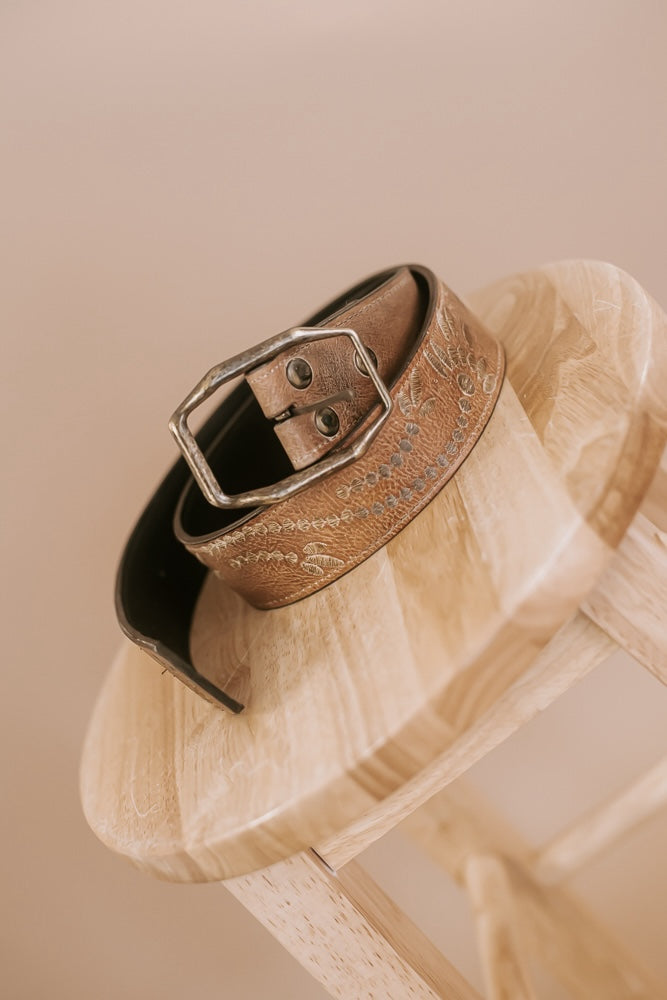 Mohawk Leather Belt, Tan Rustic