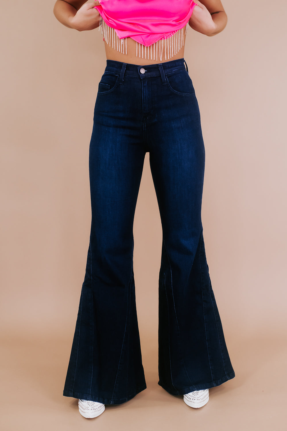 Huge Bell Bottom Jeans High Waisted Mermaid Flare Denim, Dark