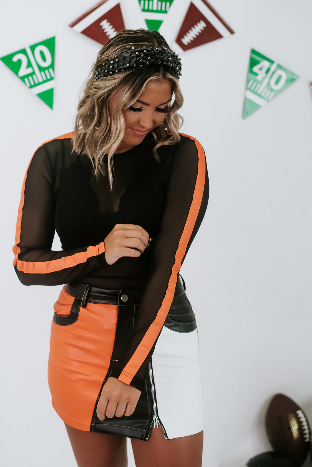 Game Day Mesh Bodysuit, Orange/Black – Everyday Chic Boutique