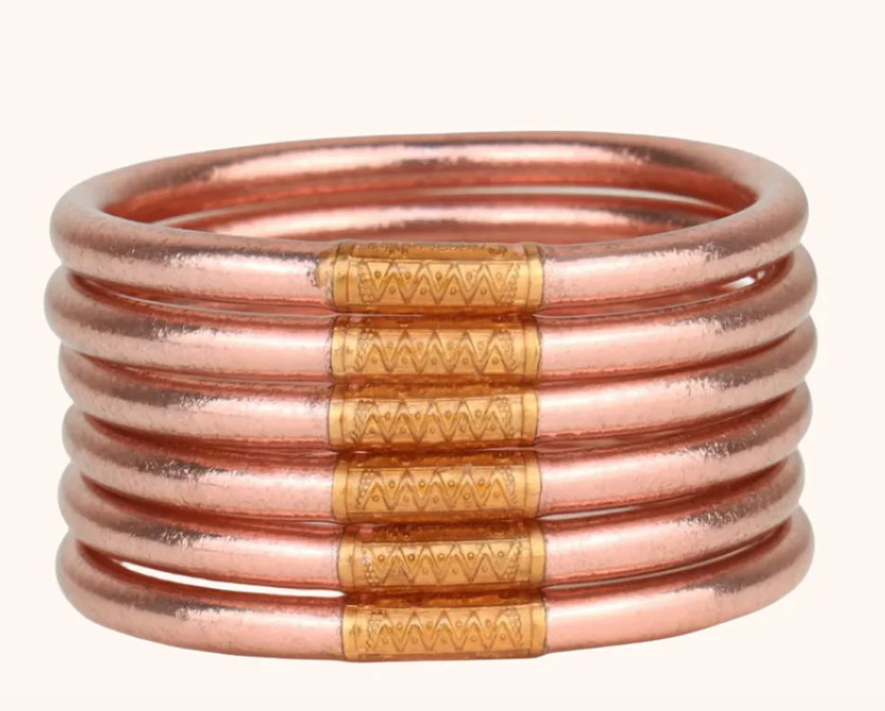 BuDhaGirl: Rose Gold All Weather Bangle (Set of 6)- Serenity