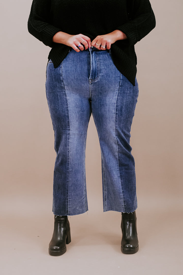 Frankie High Rise Two Toned Ankle Straight Jeans RISEN