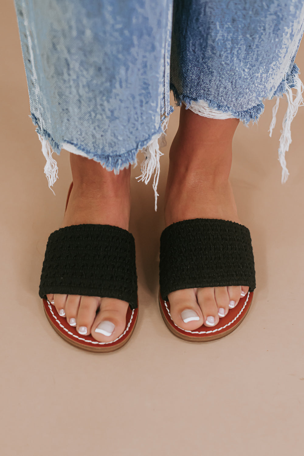 Crochet Slip On Sandal, Black