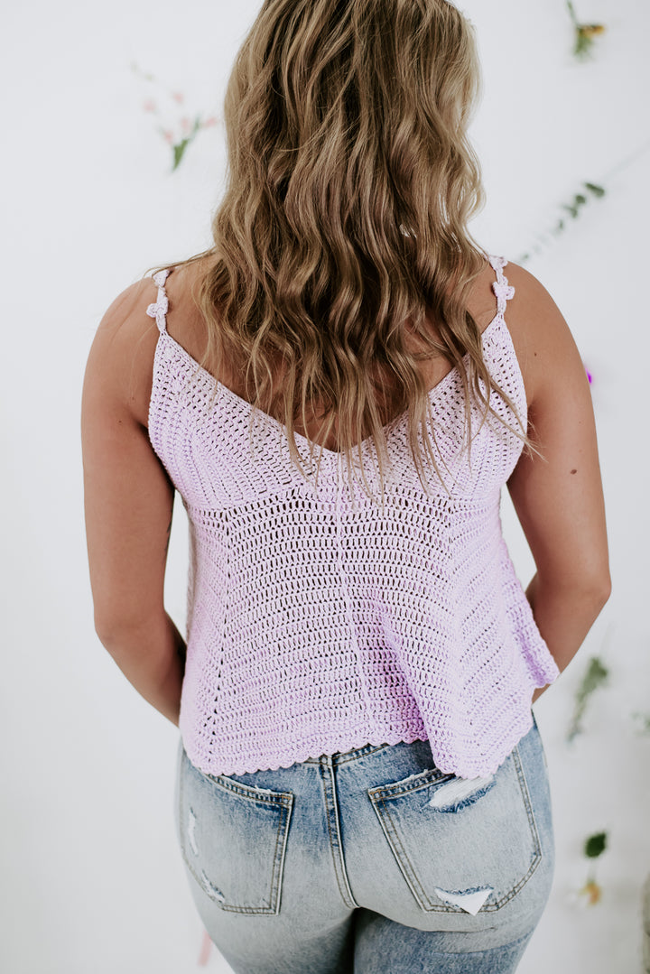 Someone New Crochet Tank, Cotton Lavender