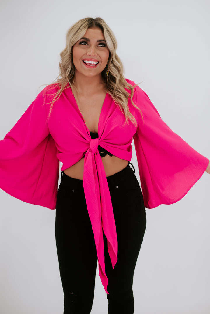 Forever Wear Front Tie Cardi, Pink