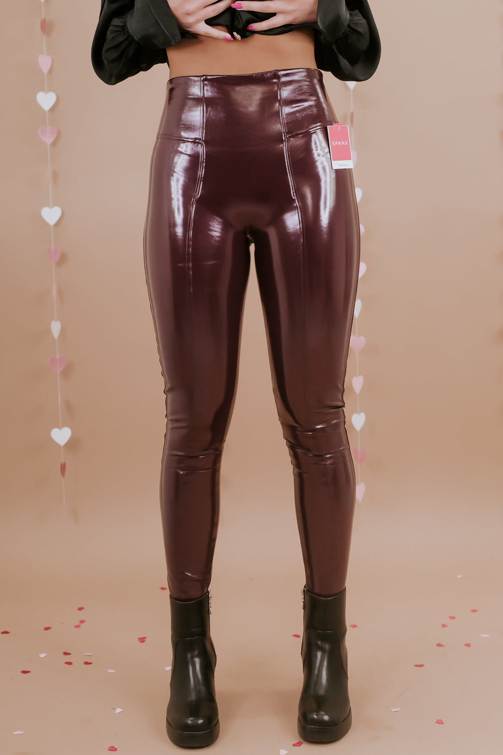 SPANX: Faux Patent Leather Leggings, Ruby – Everyday Chic Boutique
