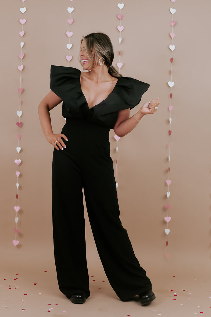 Show Out Flare Sleeve Jumpsuit, Black