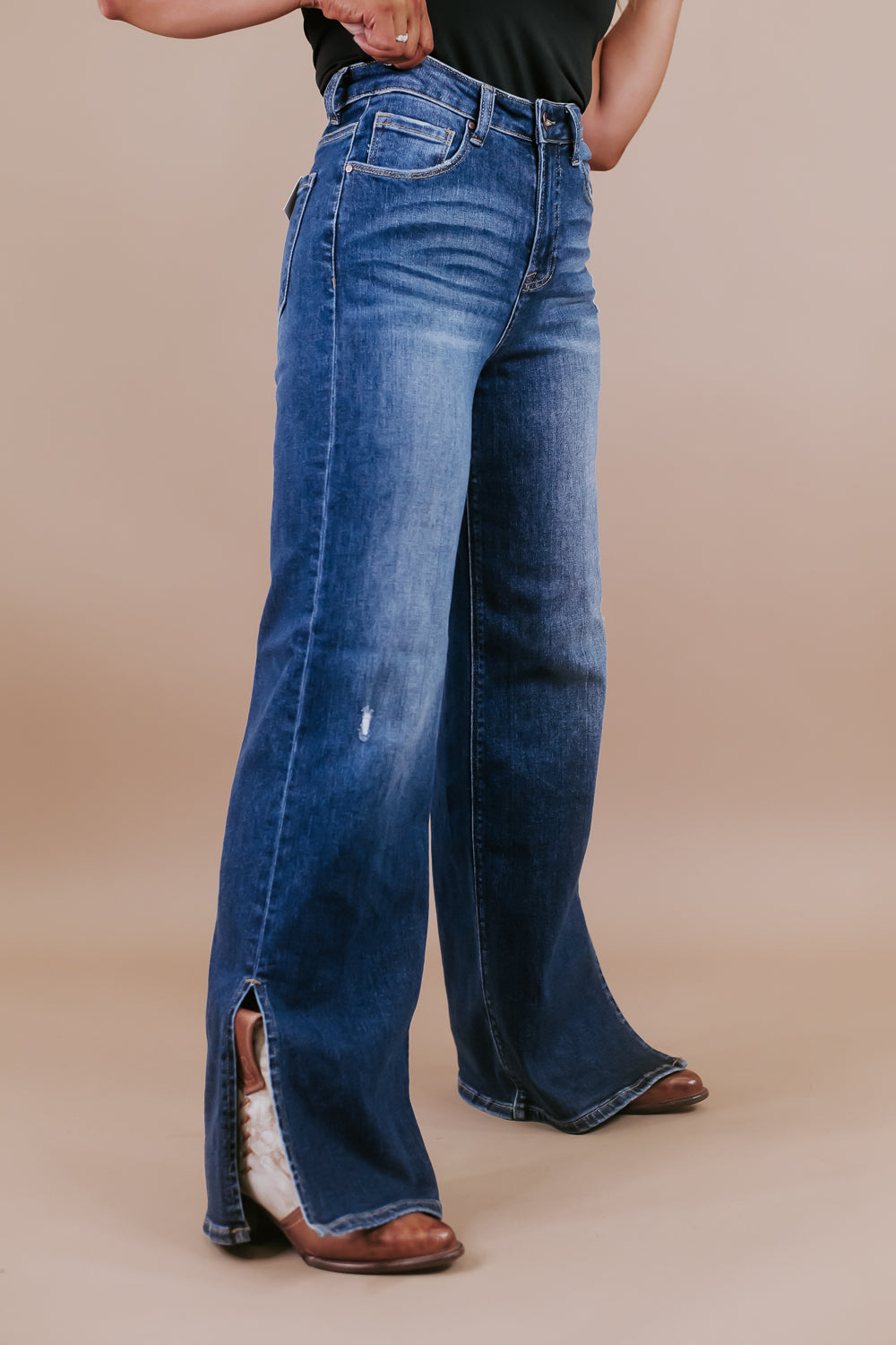 Stetson Vintage Side Slit Wide Leg Straight Leg Jeans, RISEN – Everyday  Chic Boutique