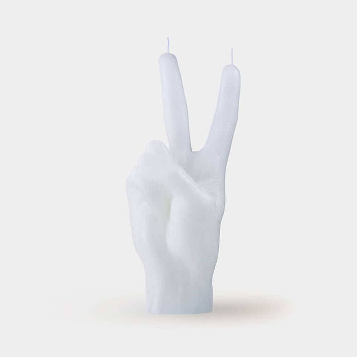 Hand Gesture Candle, Peace White