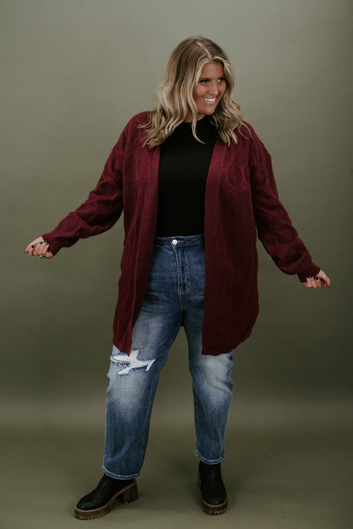 All The Time Knit Cardi, Burgundy