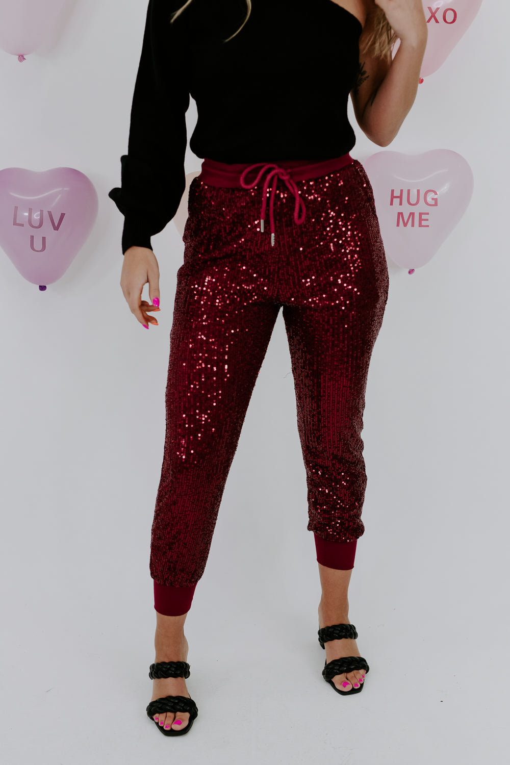 Chunky Sweater with Sequin Pants — bows & sequins