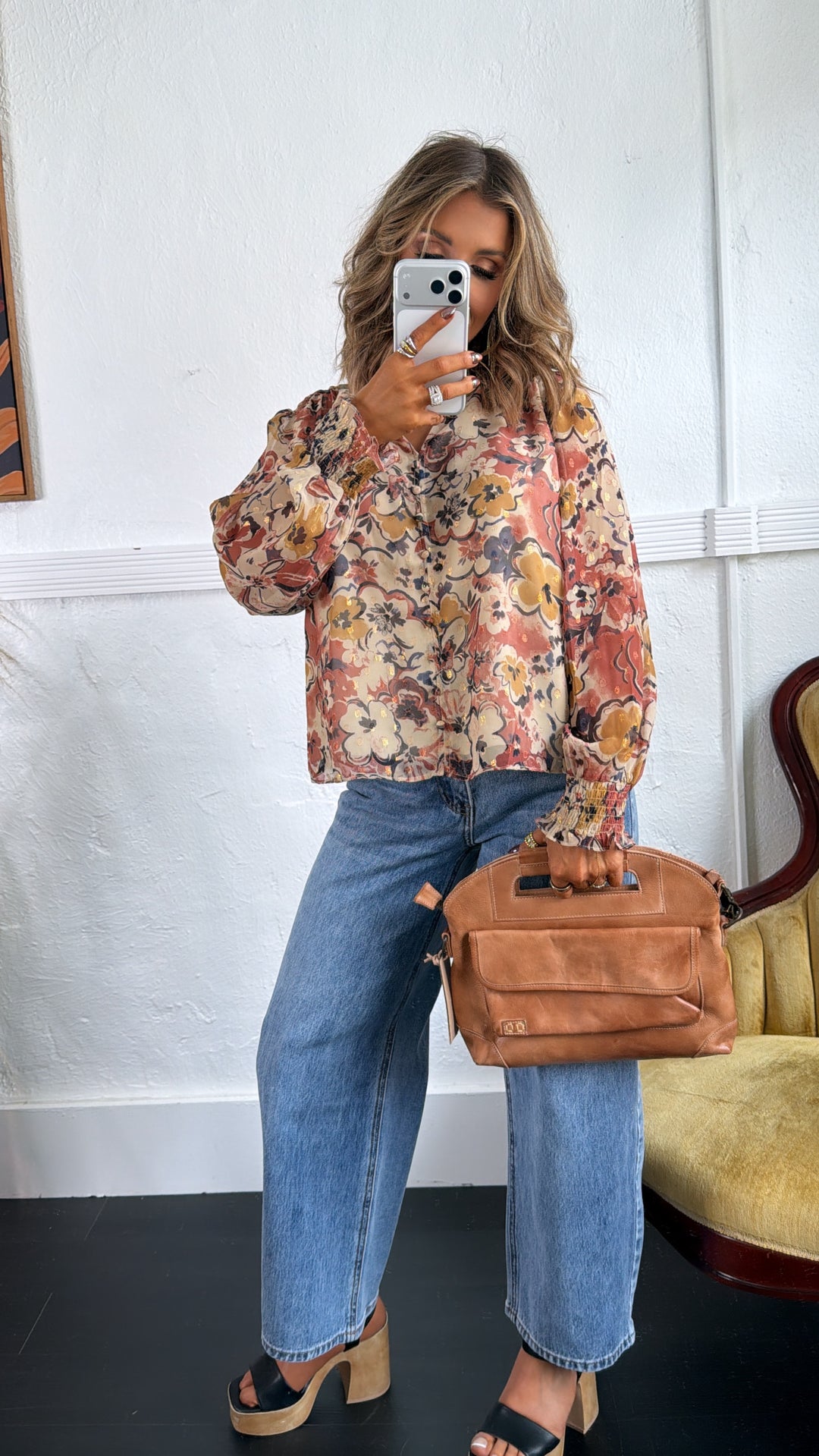 Mauve Mist Blouse, Beige Combo