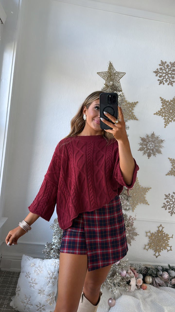 Winter Washed Knit Sweater, Burgundy