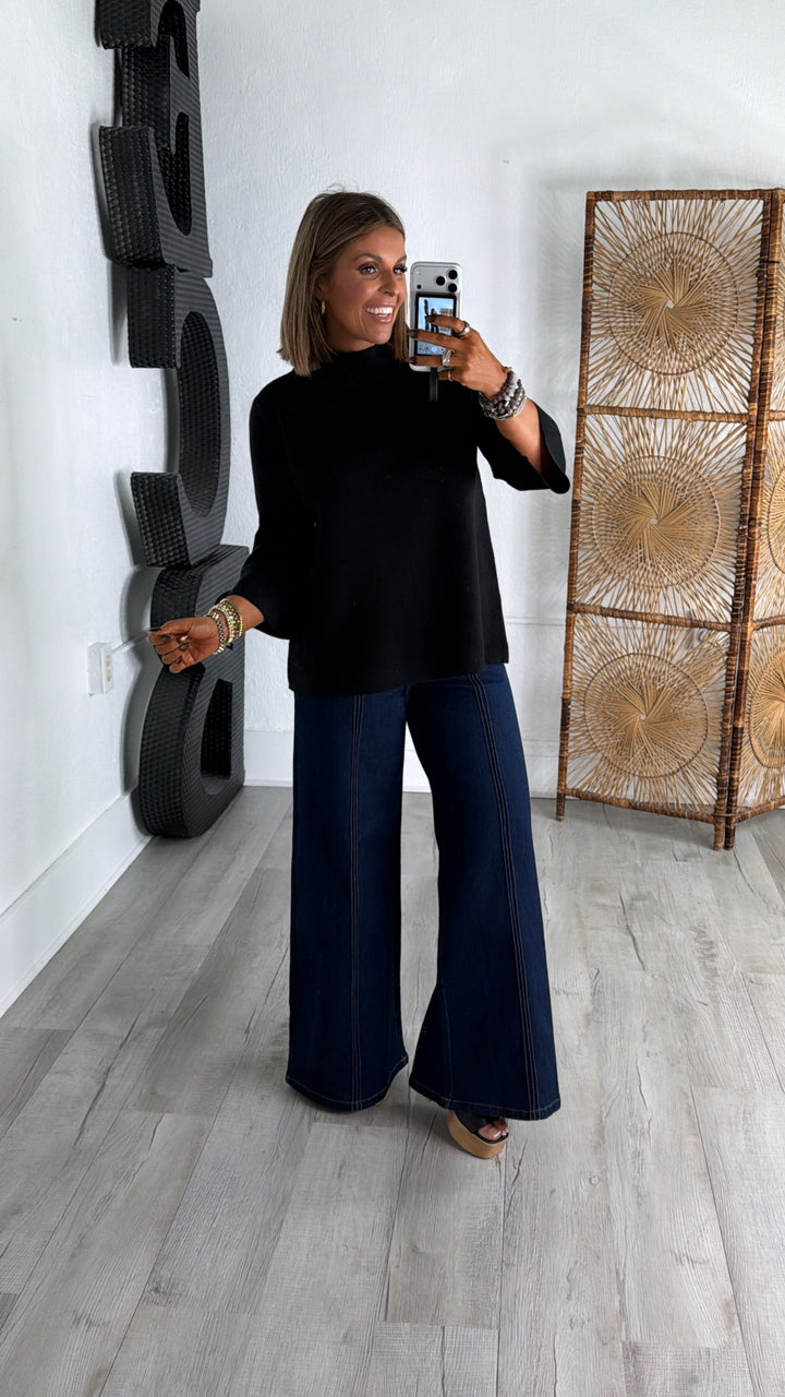 Slate Edit Knit Sweater, Black