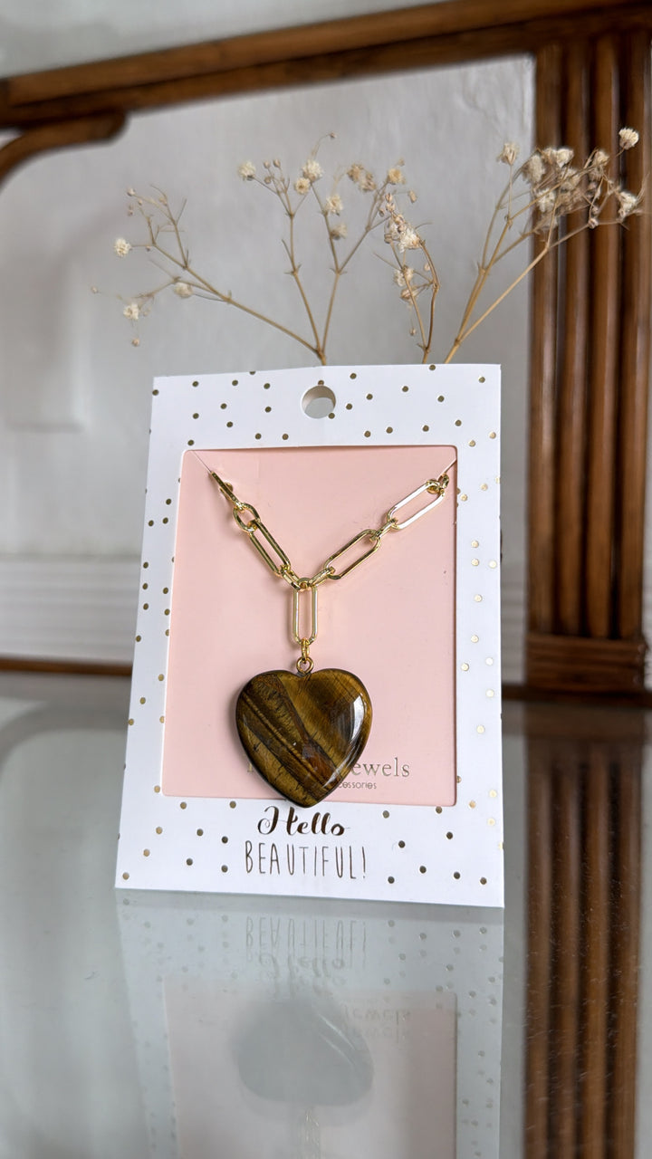 Treasure Jewels: Tiger Eye Heart Necklace