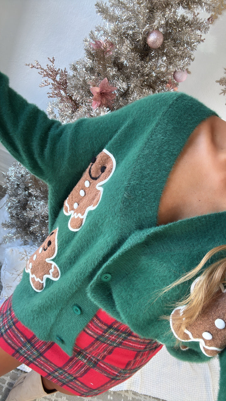 Gingerbread Knit Cardigan, Hunter Green