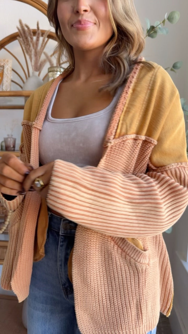 DOORBUSTER: Cable Knit Cardigan,  Washed Mustard