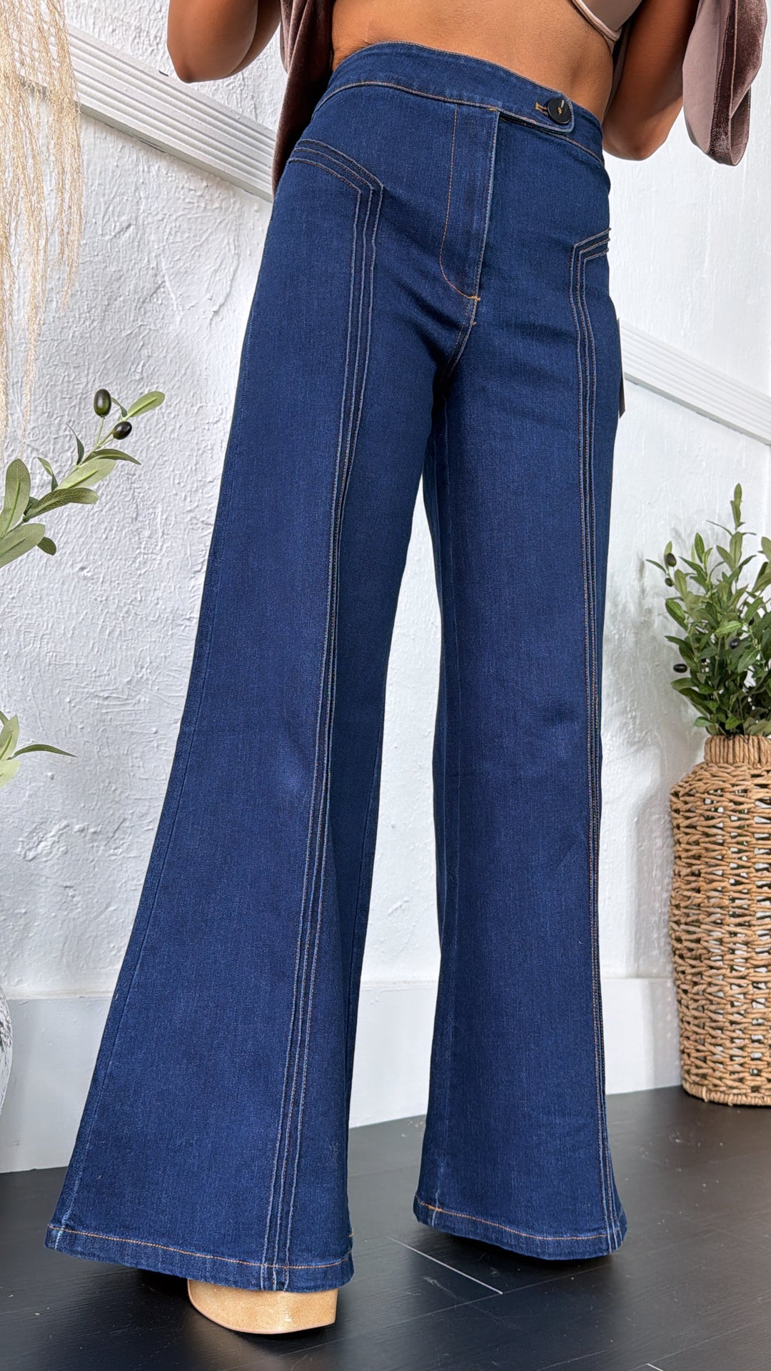 Dallas Wide Leg Denim, Dark Denim