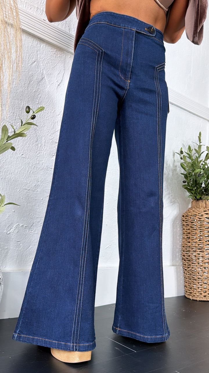 Dallas Wide Leg Denim, Dark Denim
