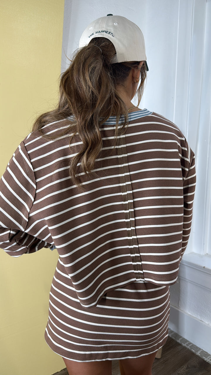 The Stripe Edit Two Piece Set, Mocha
