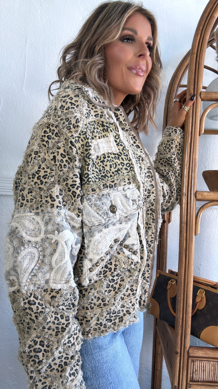 Untamed Leopard Jacket, Tan Leopard