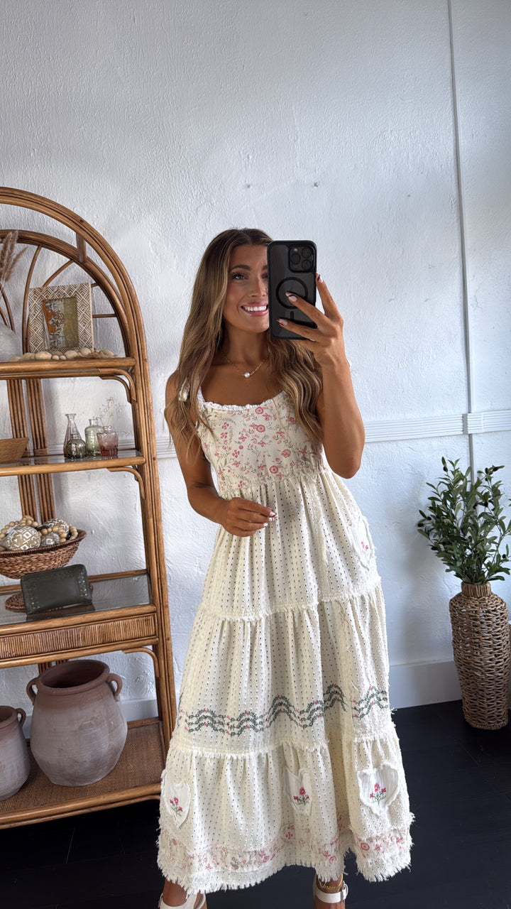 Fallin Florals Maxi Dress, Cream