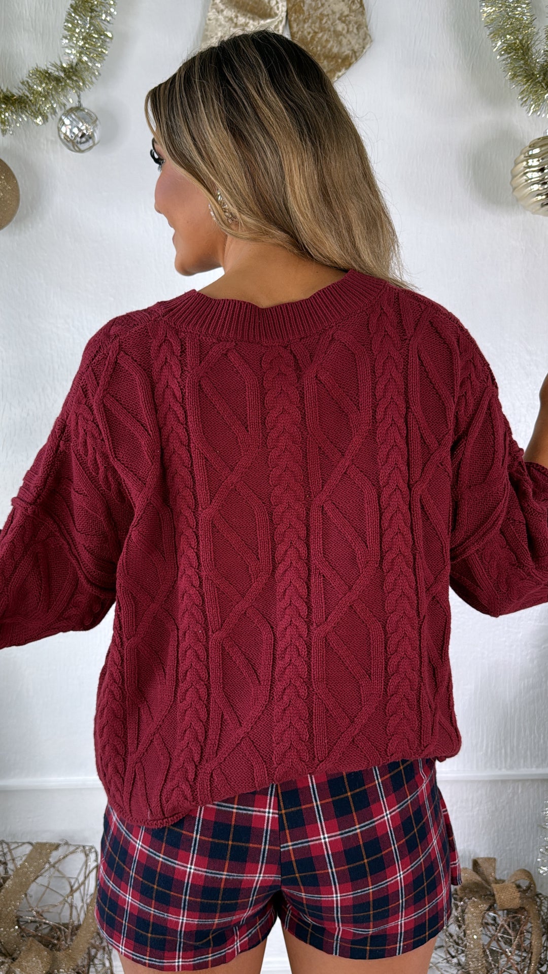 Winter Washed Knit Sweater, Burgundy