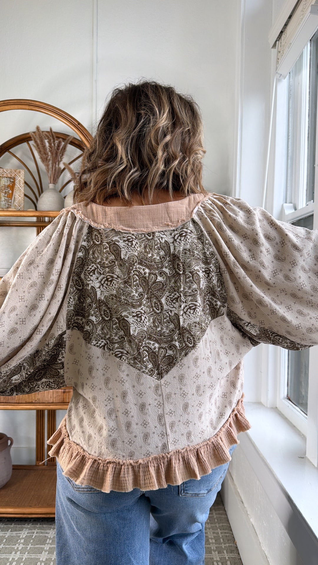 Petal Kiss Blouse, Beige Multi