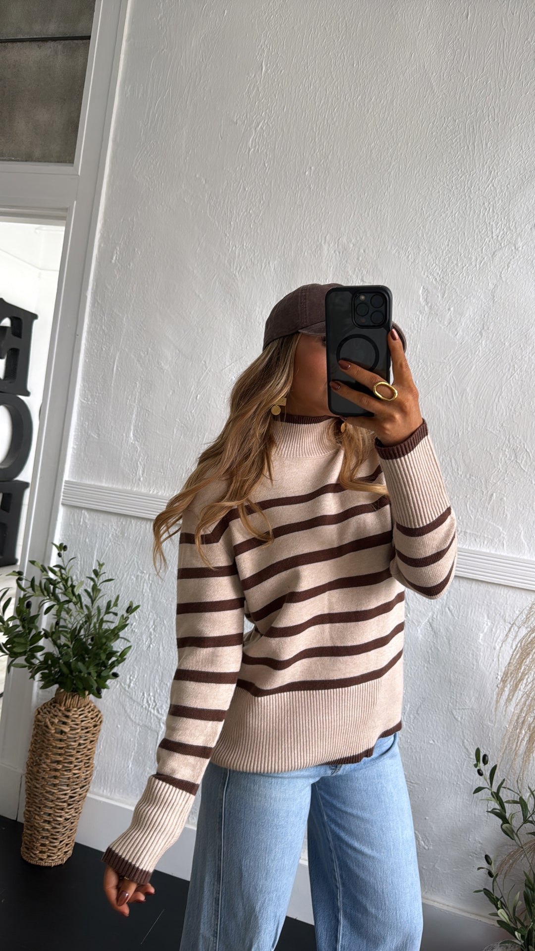 Thistlewood Striped Knit Sweater, Lt. Taupe