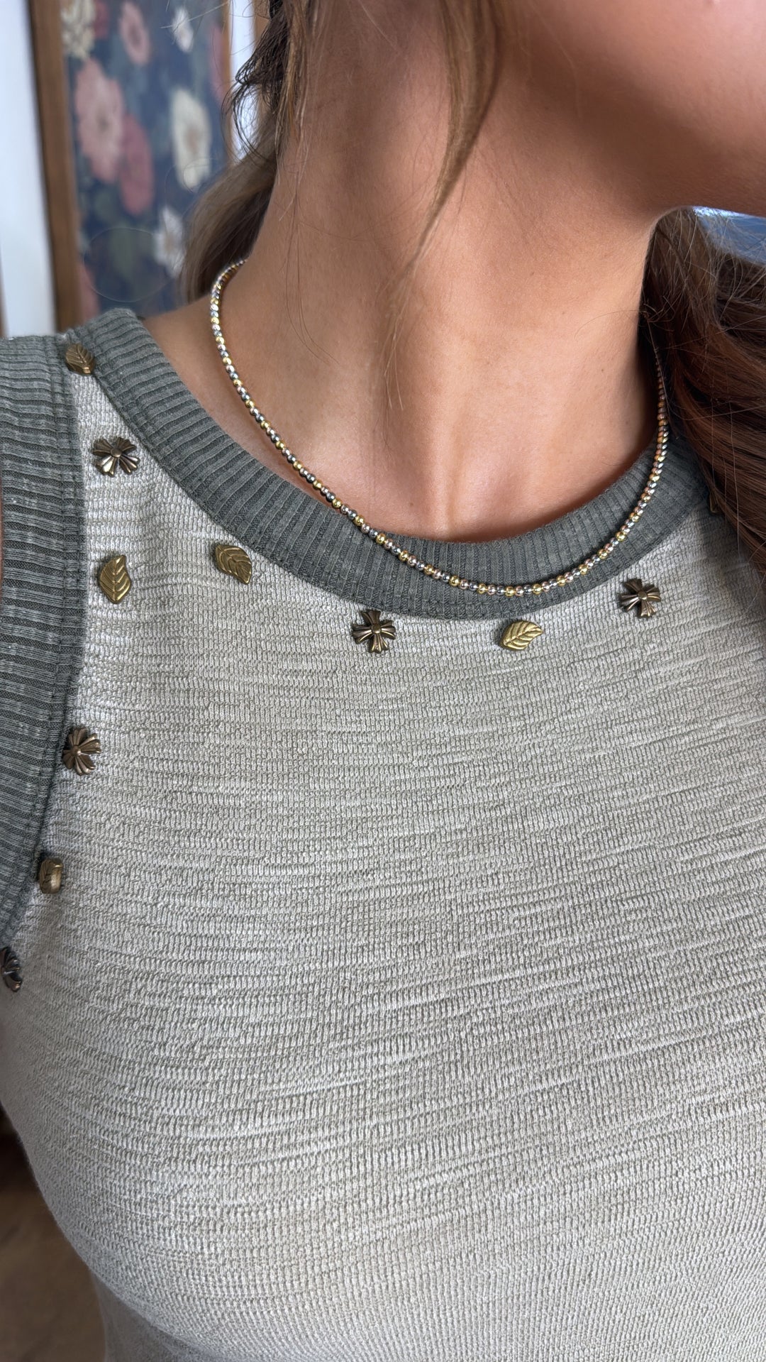 Simple Wear Basic Studded Detail Tank, Green