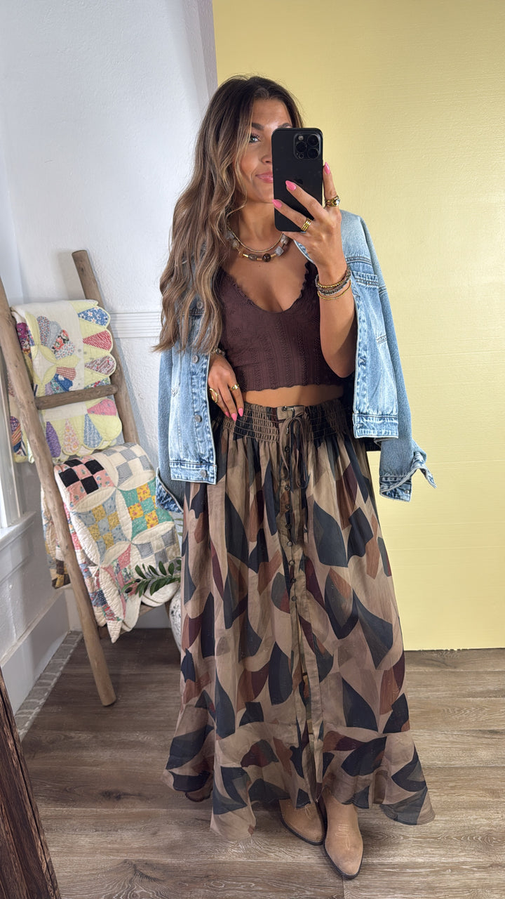 Harvest Fade Maxi Skirt, Olive